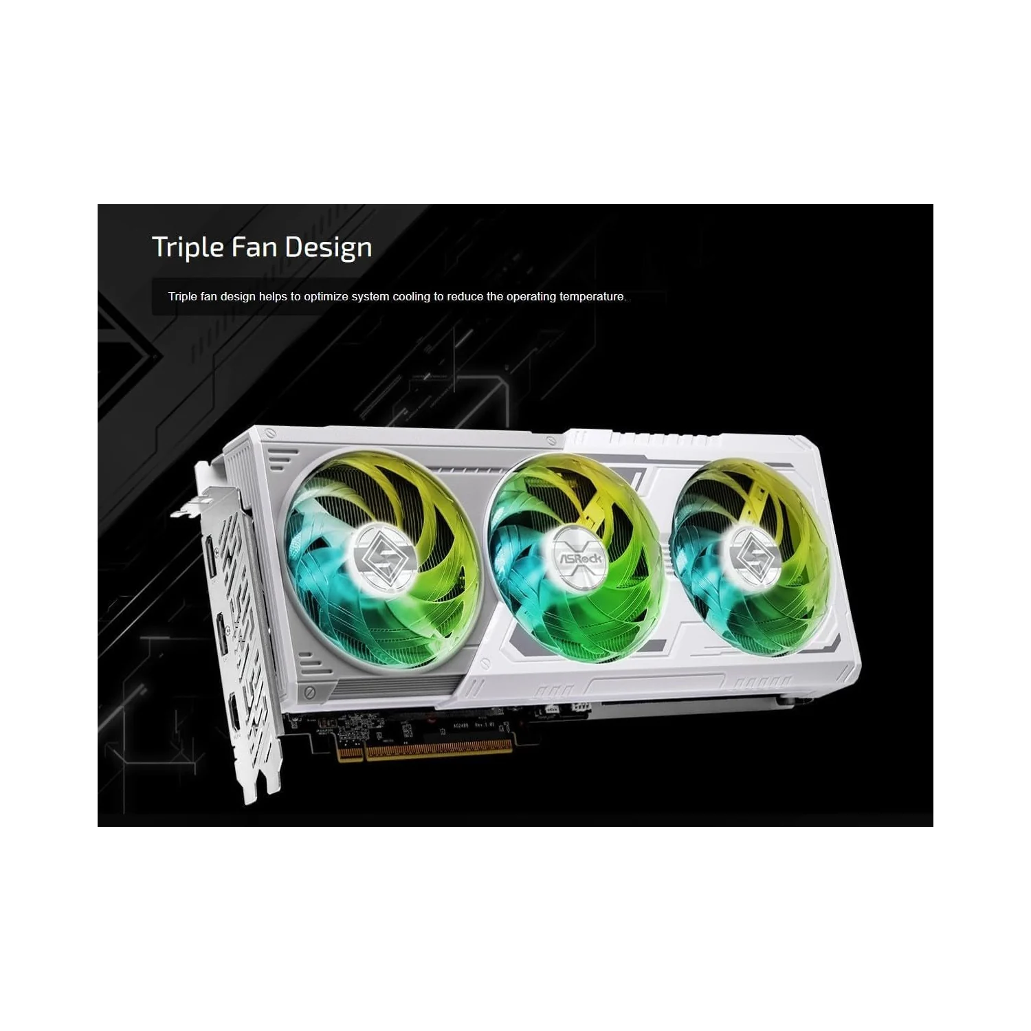 ASRock Radeon RX 9060 XT Steel Legend OC graphics card, view 5