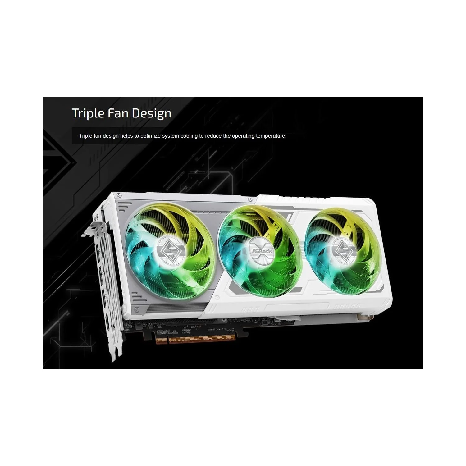 ASRock Radeon RX 9070 XT Steel Legend graphics card, view 4