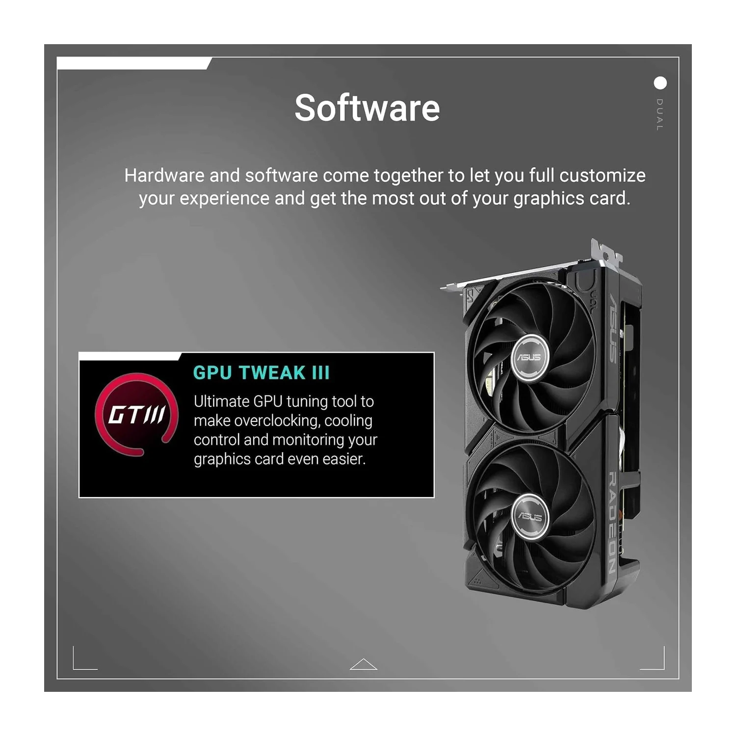 ASUS Dual Radeon RX 9060 XT Gaming graphics card, view 7