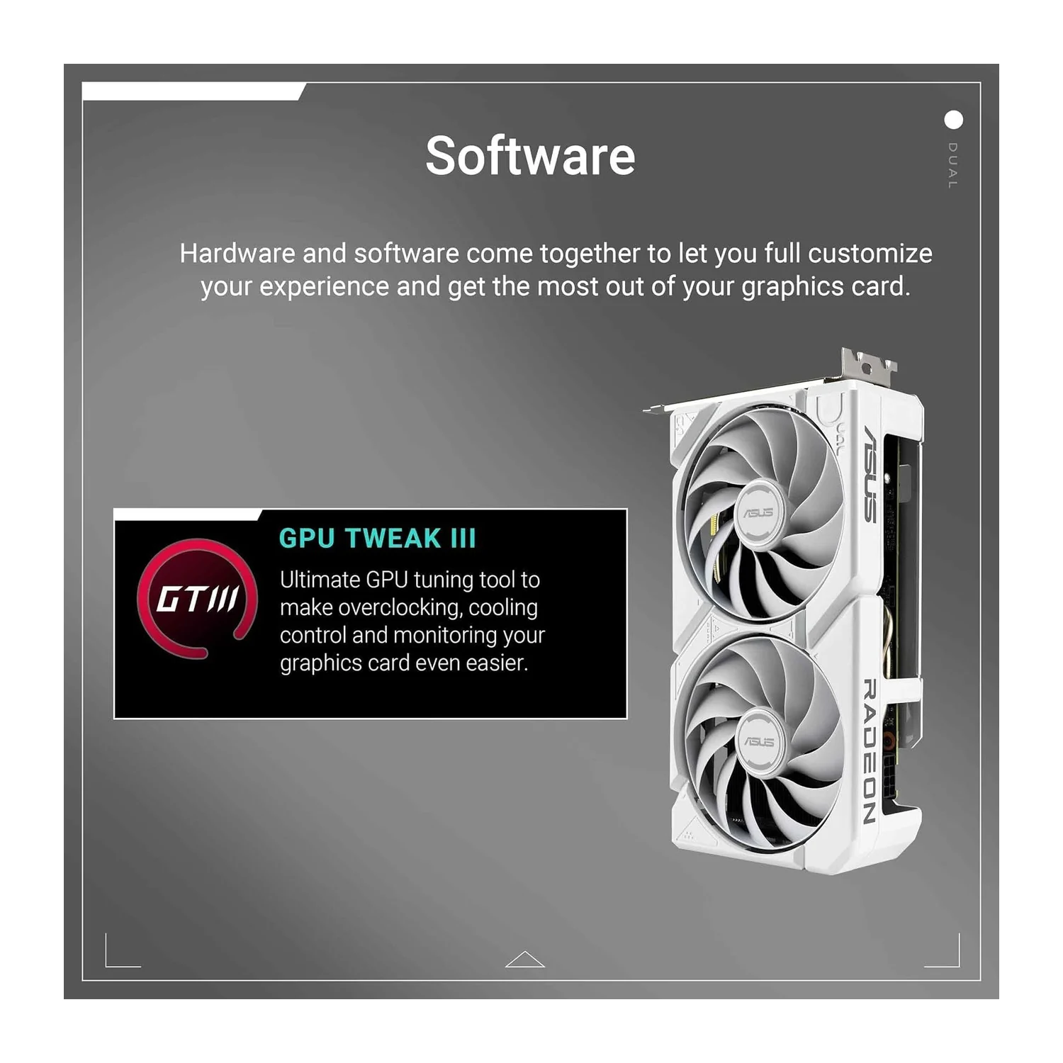 ASUS Dual Radeon RX 9060 XT White Edition graphics card, view 7