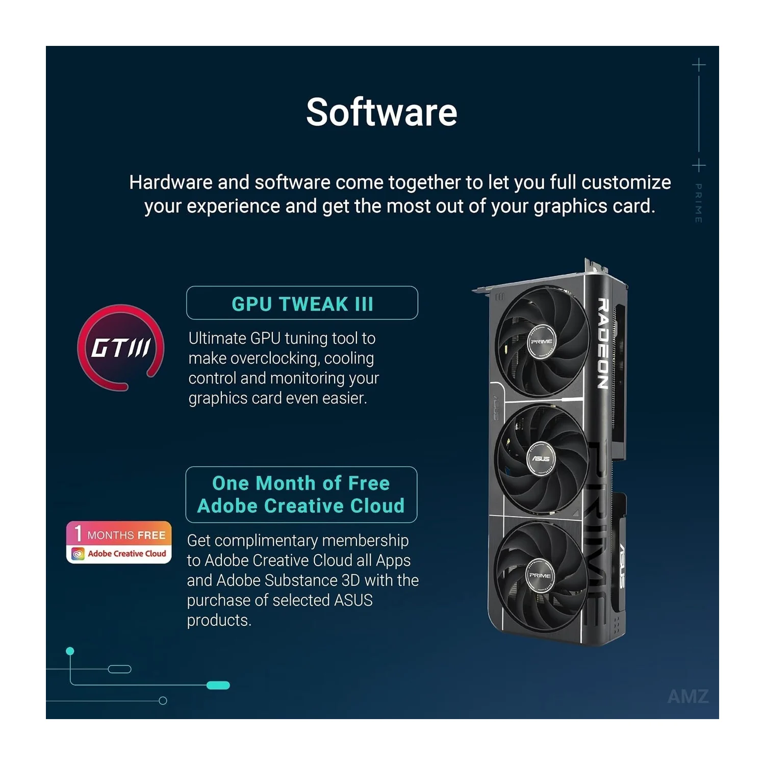 ASUS Prime Radeon RX 9060 XT OC Edition graphics card, view 7