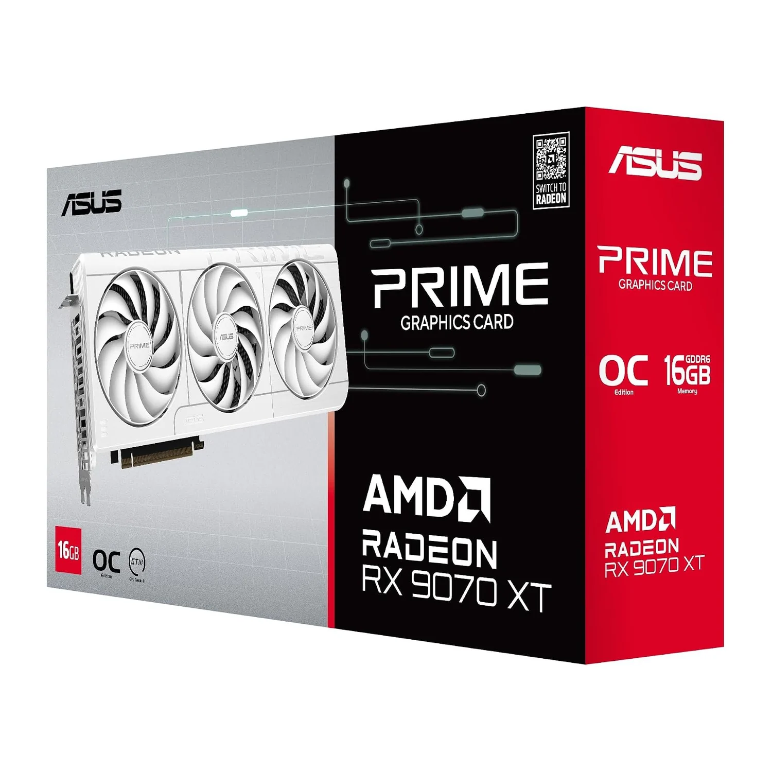 ASUS Prime Radeon RX 9070 XT OC White graphics card, view 2