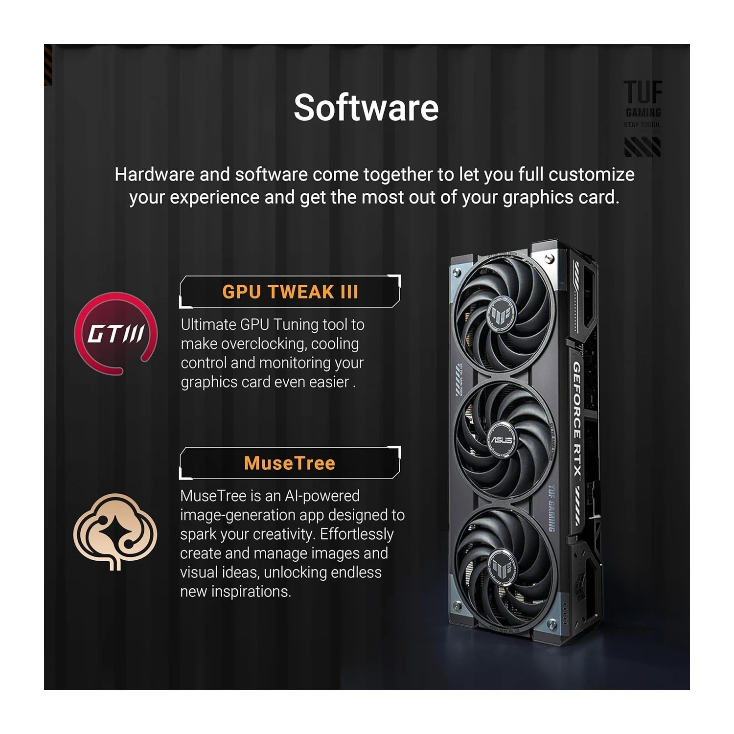 ASUS TUF Gaming GeForce RTX 5070 OC Edition graphics card, view 6