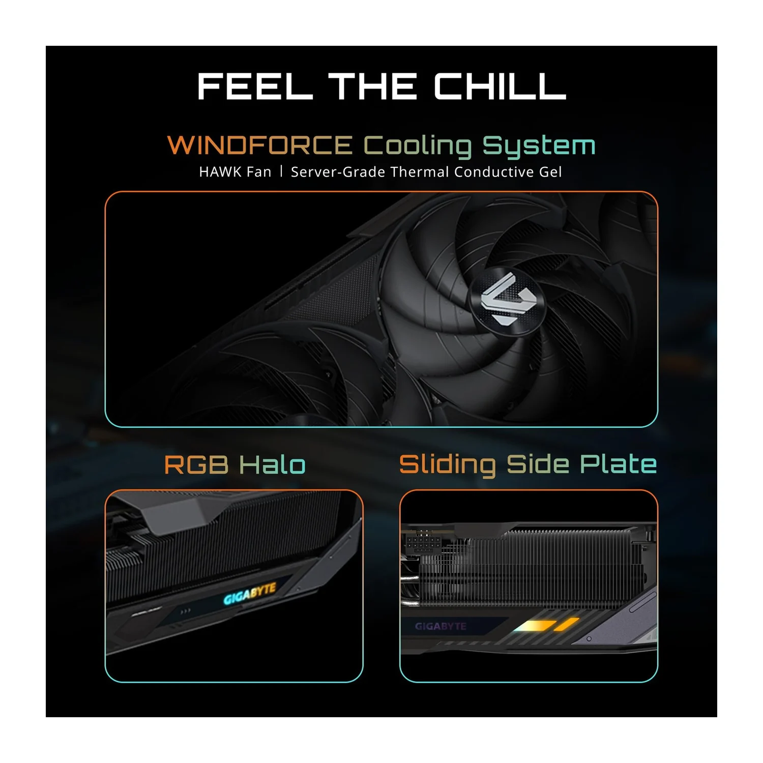 GIGABYTE GeForce RTX 5080 GAMING OC 16G graphics card, view 4
