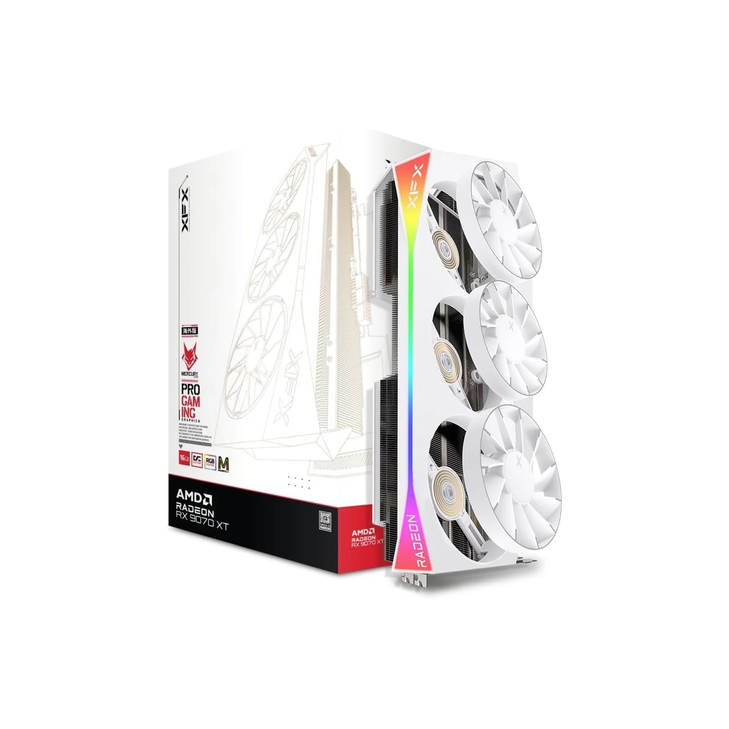 XFX Mercury AMD Radeon RX 9070 XT OC Magnetic Air White Edition graphics card